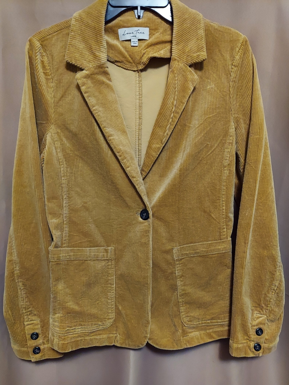 Love Tree Women’s Mustard Yellow Corduroy Blazer – Size Large